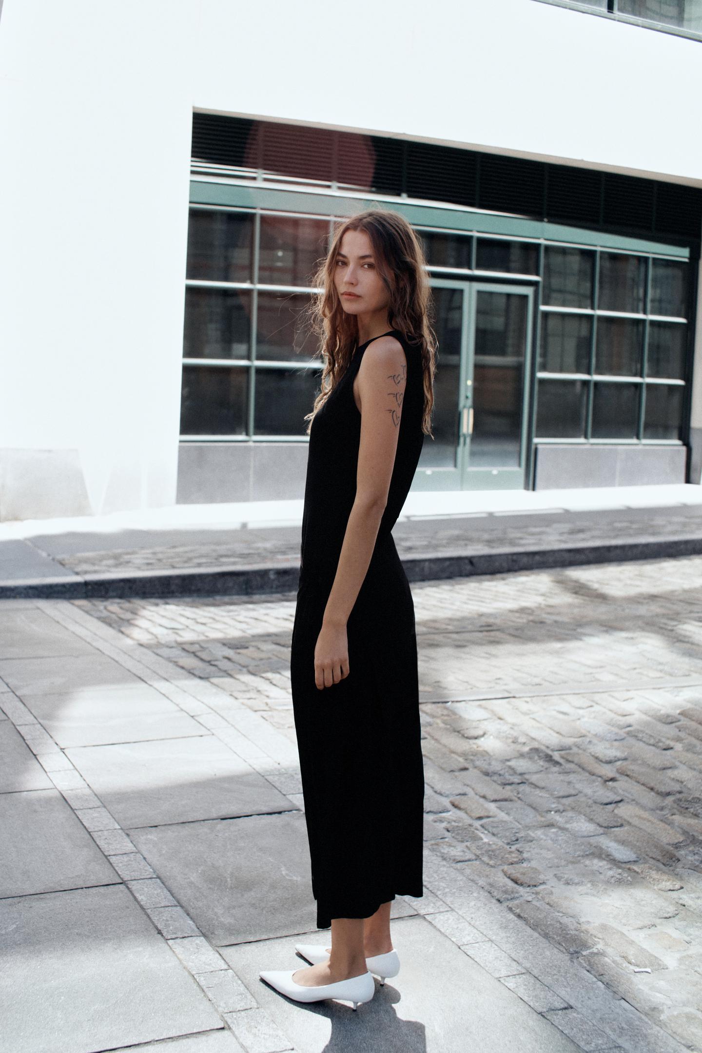Женское платье Zara Sash Detail Sleeveless Dress, цвет: Чёрный — фото 2