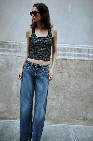 METALLIC THREAD SEQUIN KNIT TOP - Black by Zara