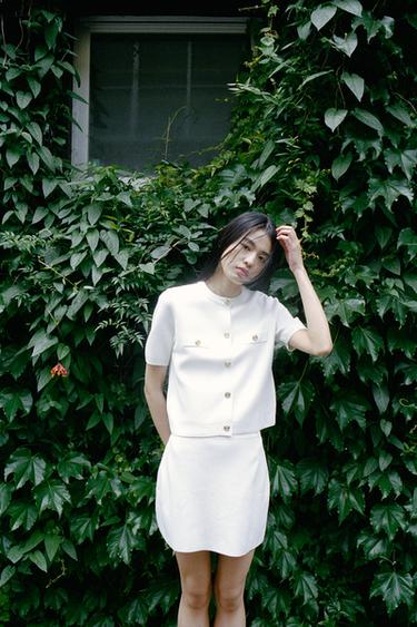 KNIT MINI SKIRT - White by Zara