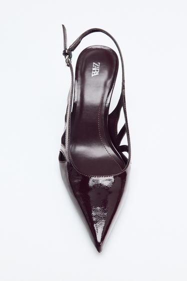 OPEN HIGH-HEEL SLINGBACK SHOES - Burgundy Red by Zara