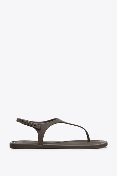 Zara RUBBERIZED SANDALS - Brown