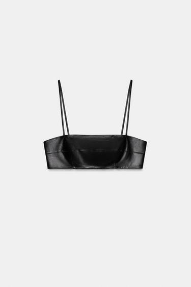 TOP BANDEAU EN CUIR 100% ZW COLLECTION LIMITED EDITION - Noir de Zara