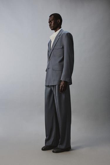 FLARE FIT WOOL BLEND SUIT TROUSERS - Blue by Zara - Image 3