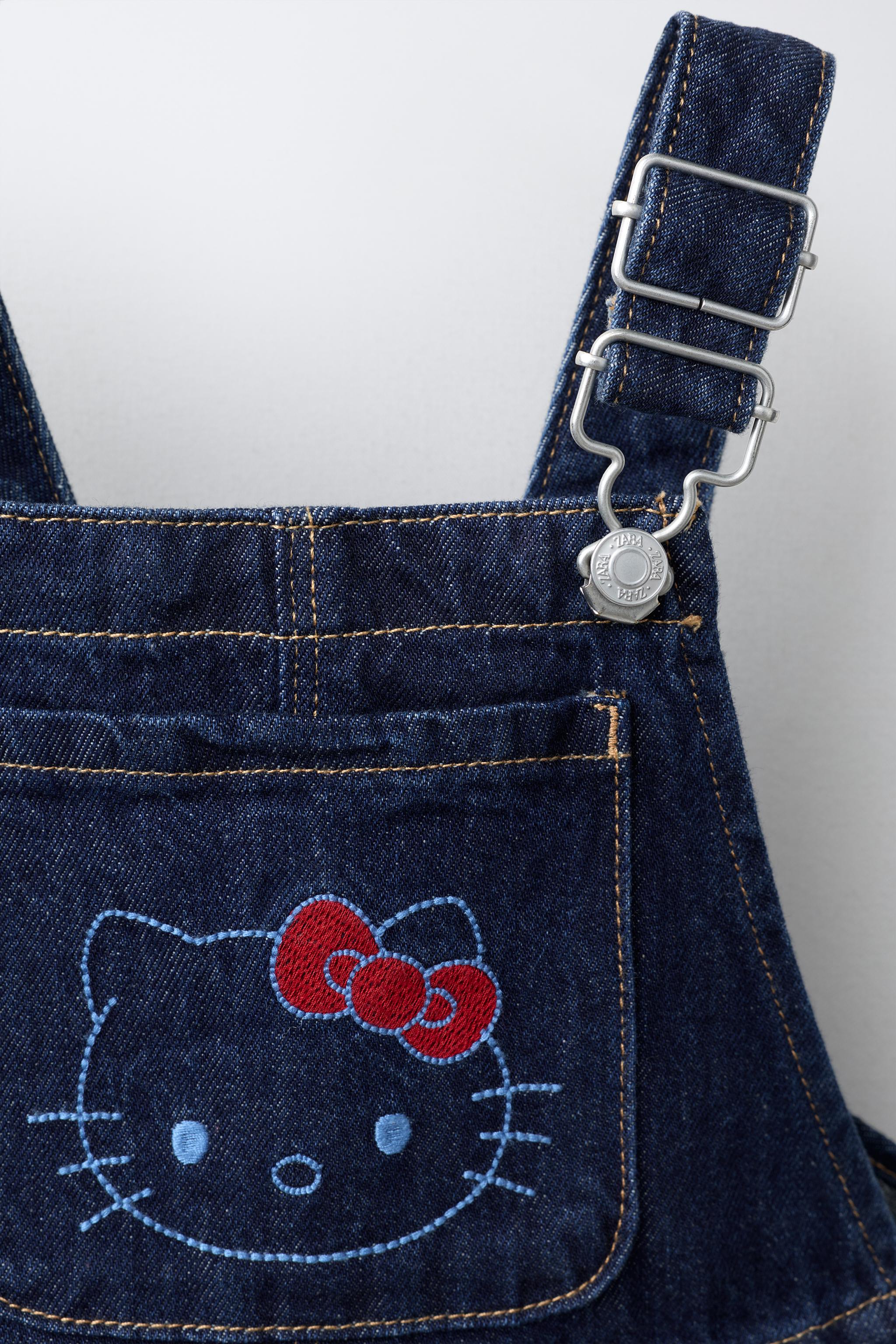 HELLO KITTY © SANRIO EMBROIDERED DENIM OVERALLS