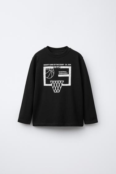 Zara FOOTBALL PRINT T-SHIRT - Black - Image 0