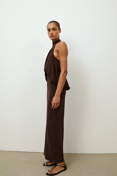 HALTER BALLOON DRESS - Brown by Zara - Image 6