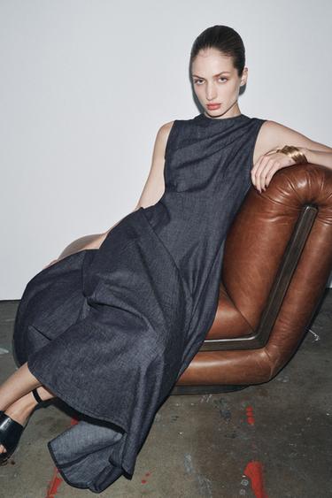 ZW COLLECTION DENIM MIDI DRESS - Dark indigo by Zara - Image 4