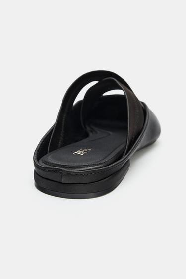 SLINGBACK BALLET FLATS WITH CROSSED ELASTIC STRAPS - Black by Zara - Image 3