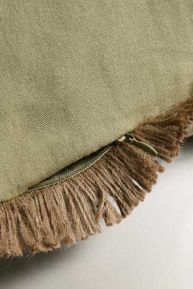 HOUSSE DE COUSSIN FRANGES JUTE - Vert clair de Zara - Image 4