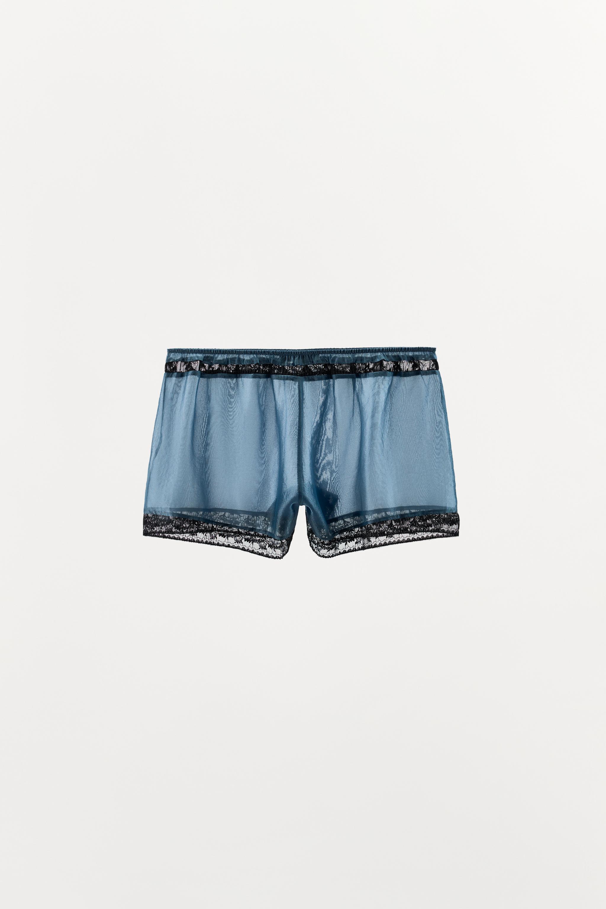 Женские шорты Zara CONTRAST LACE SHORTS — фото 8