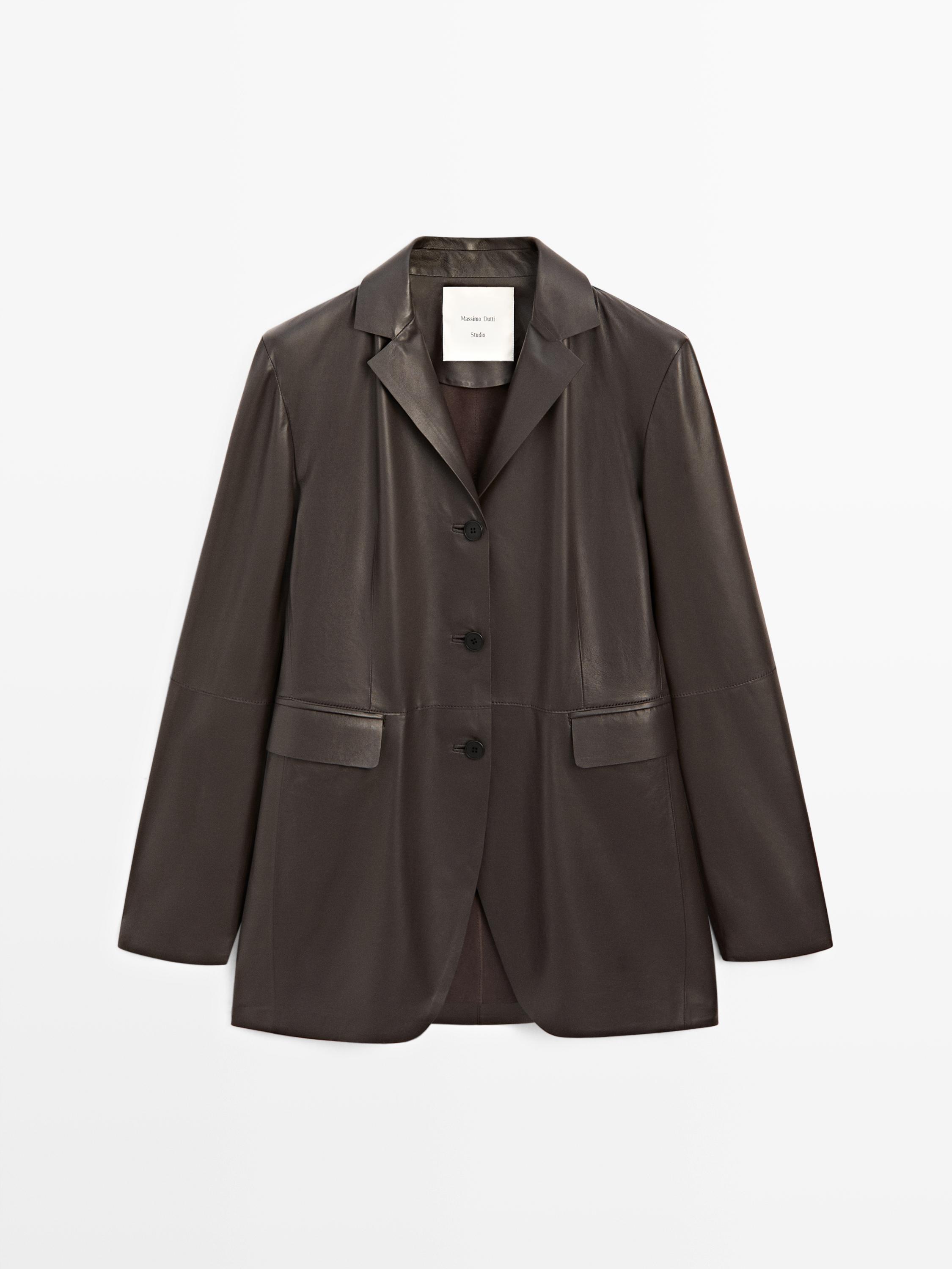 Blazer à col revers en cuir - STUDIO