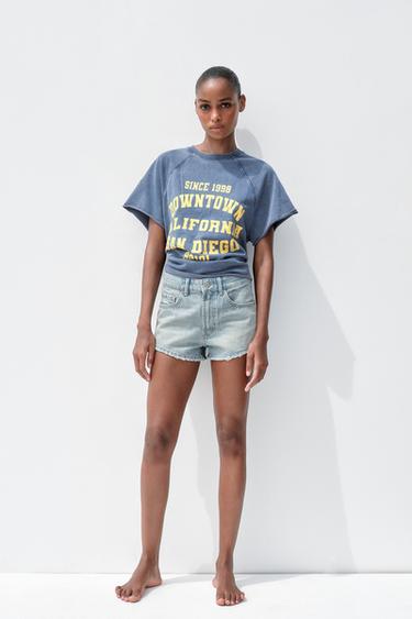SHORTS MINI DENIM TRF TIRO MEDIO - Celeste de Zara - Imagen 0