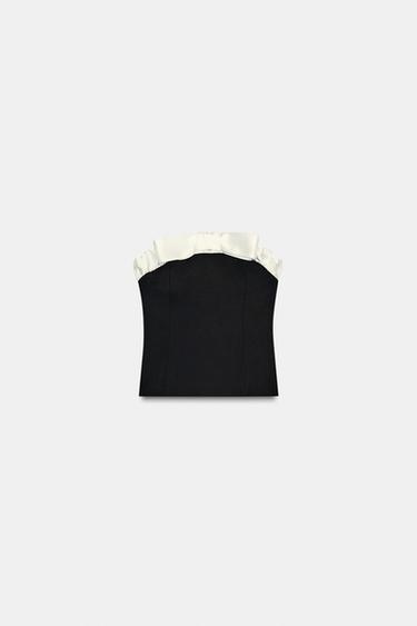 CONTRAST BOW BANDEAU TOP - Black by Zara
