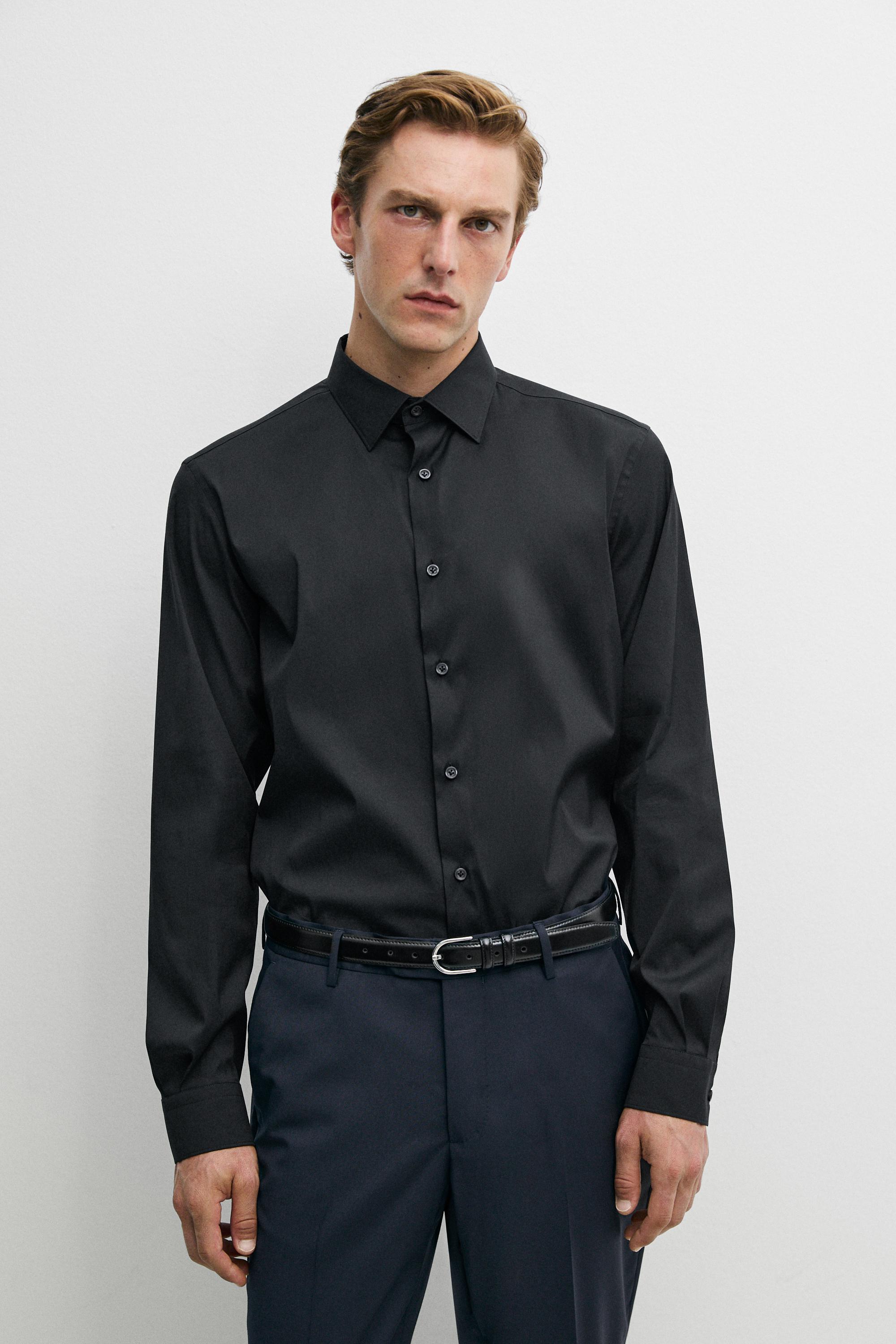 Slim fit stretch shirt — Black