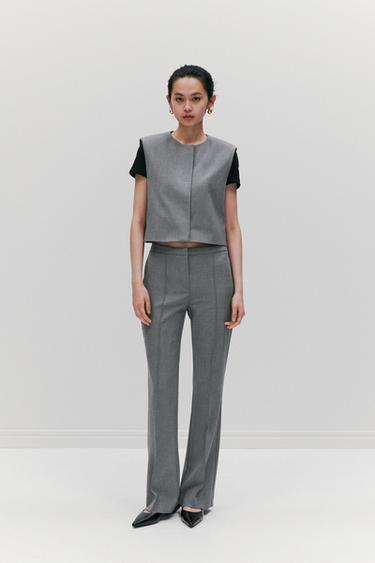 FLARED TROUSERS WITH SEAM - Grey by Zara