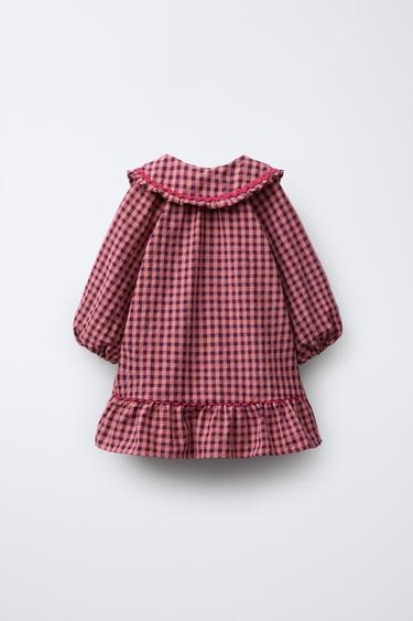 GINGHAM DRESS WITH RICK RACK TRIM - Salmon by Zara - Image 1