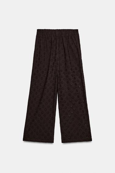 PANTALON JUPE-CULOTTE BRODERIES PERFORÉES - Marron de Zara - Image 5
