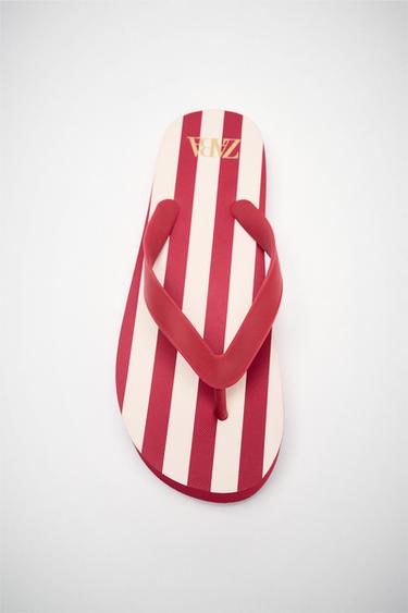 STRIPED PRINT SANDALS - Red by Zara