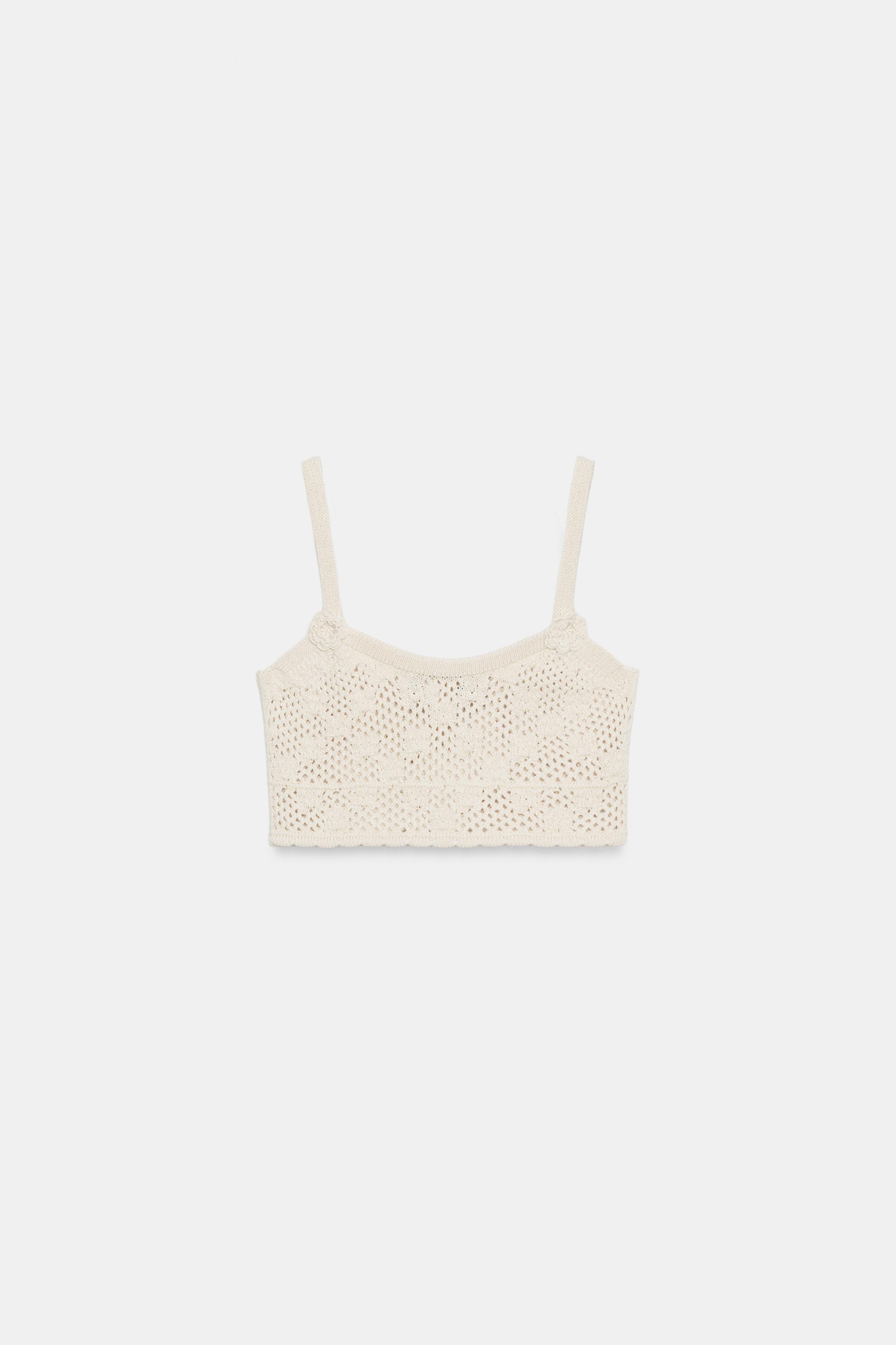 TOP EN MAILLE POINTELLE À FLEURS