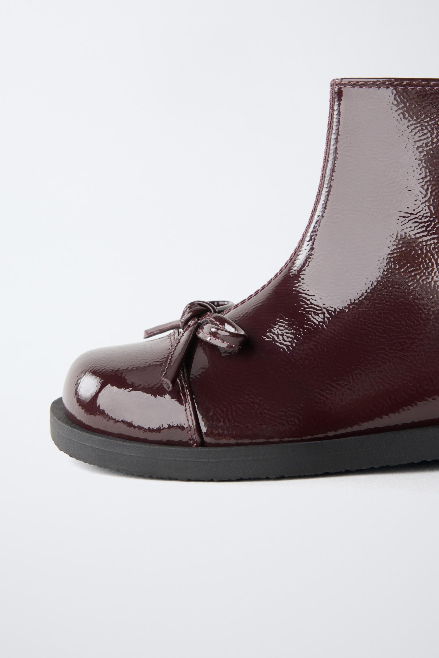 Детские ботинки Zara Patent Bow Ankle, цвет: Бордовый красный — фото 6
