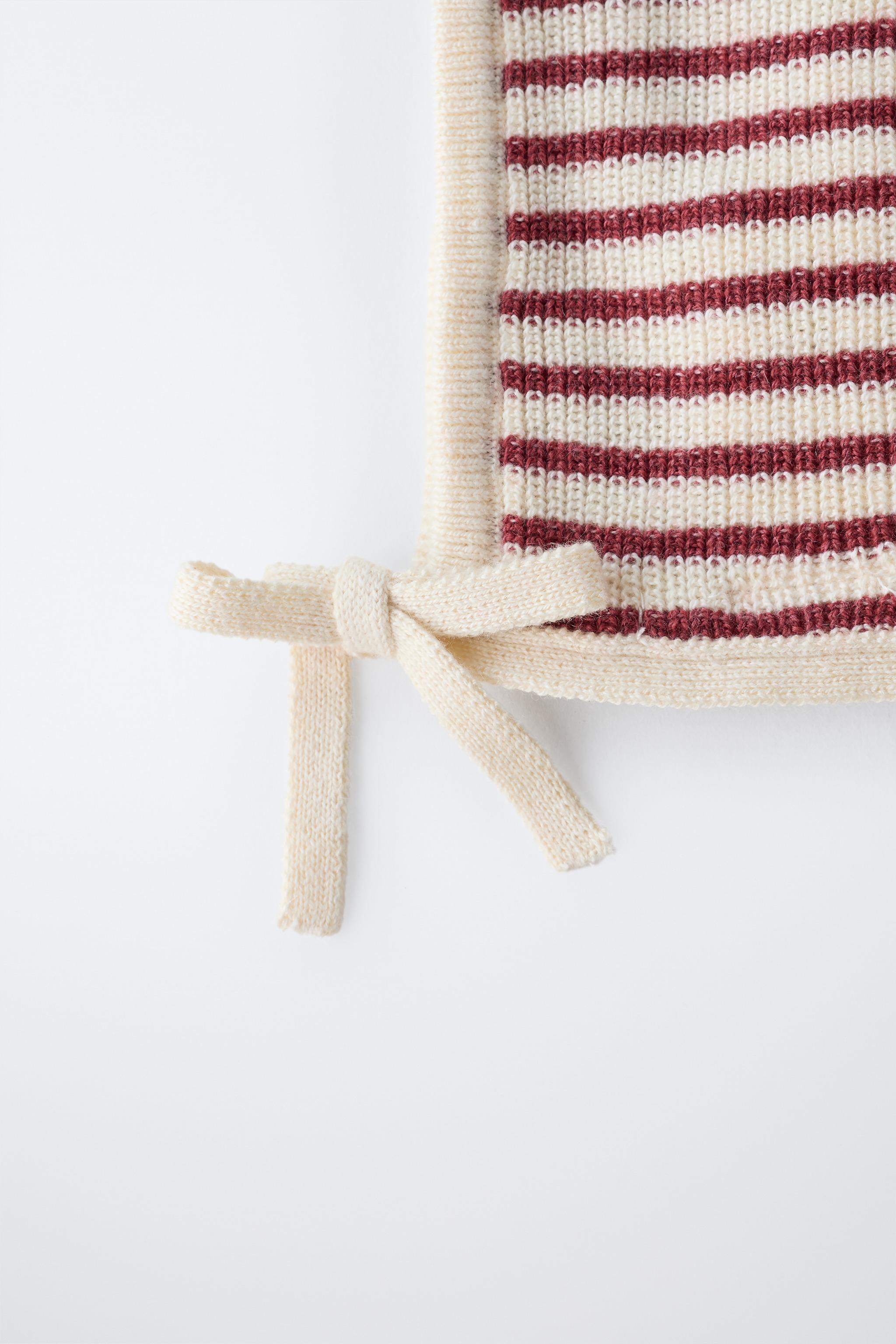 STRIPED TOWEL POMPOM BONNET
