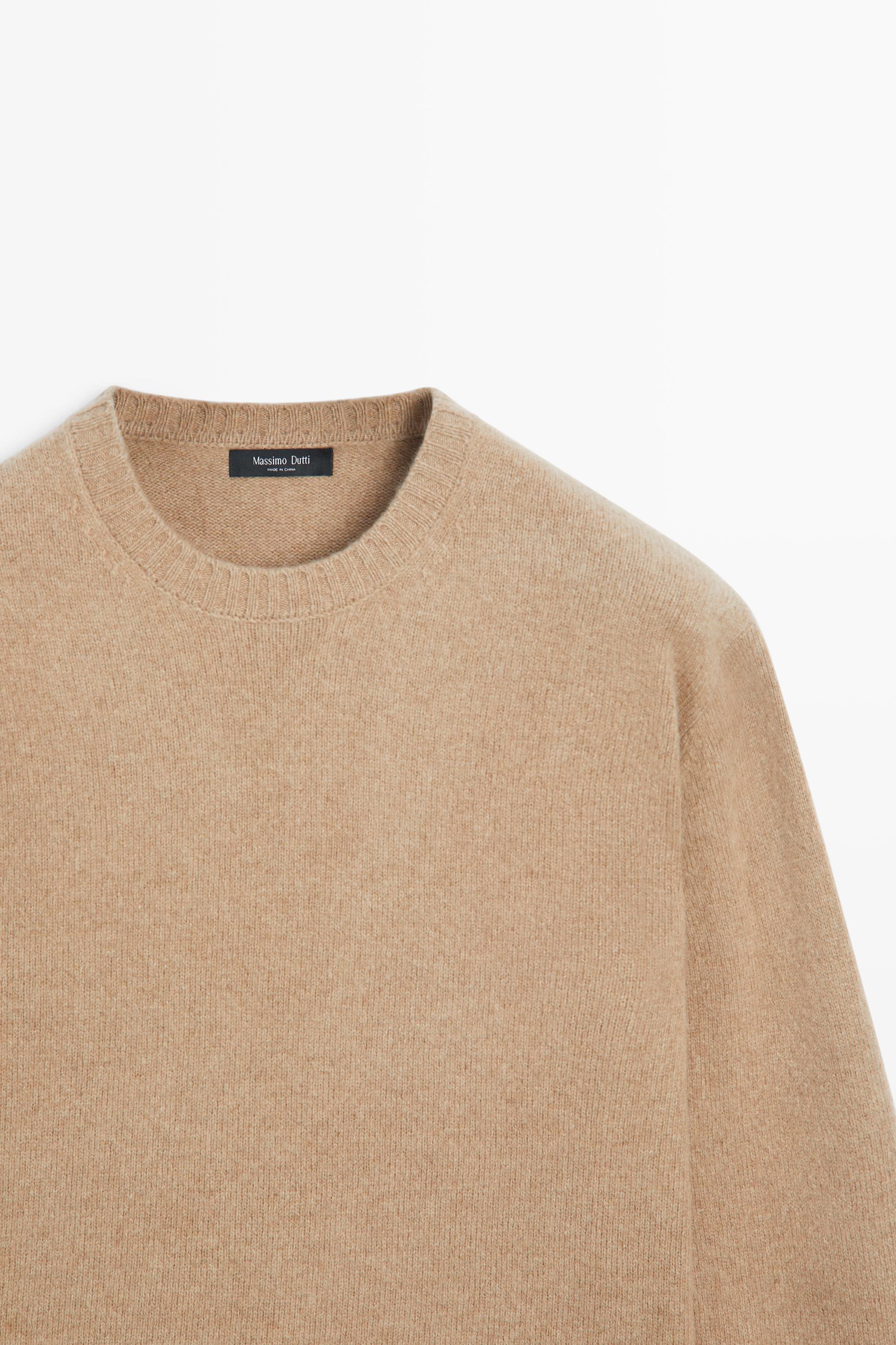 Wool blend round neck knit sweater