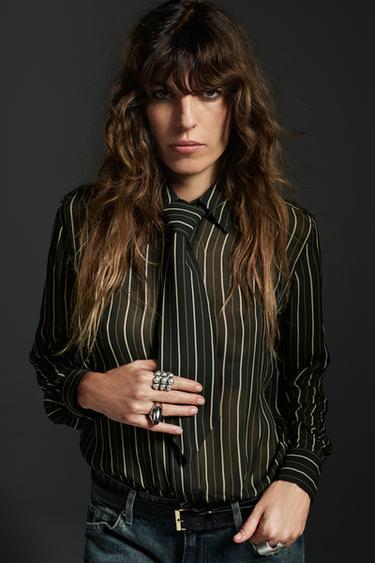 ZW COLLECTION STRIPED FLOWING SHIRT WITH TIE - striped by Zara