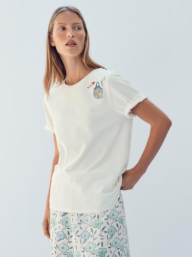 LIMITED EDITION EMBROIDERED FRONT T-SHIRT - Ecru by Zara - Image 4