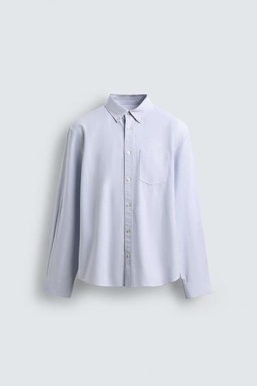 CAMISA ESTRUCTURA OXFORD - Blanco / Celeste de Zara