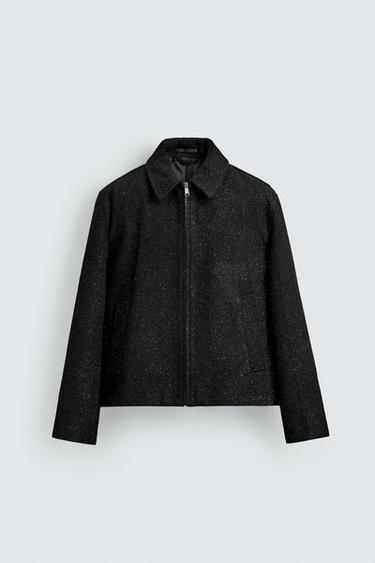 SHINY TEXTURED JACKET - Black by Zara