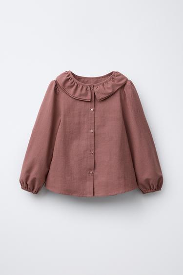 DOUBLE COLLAR GINGHAM CHECK SHIRT - Brick by Zara - Image 0