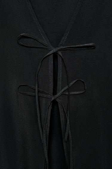 CHEMISE FLUIDE À NŒUDS - Noir de Zara - Image 5