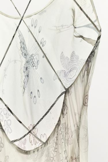 PRINTED DRESS WITH STRAPS AT THE BACK - Oyster-white by Zara - Image 6