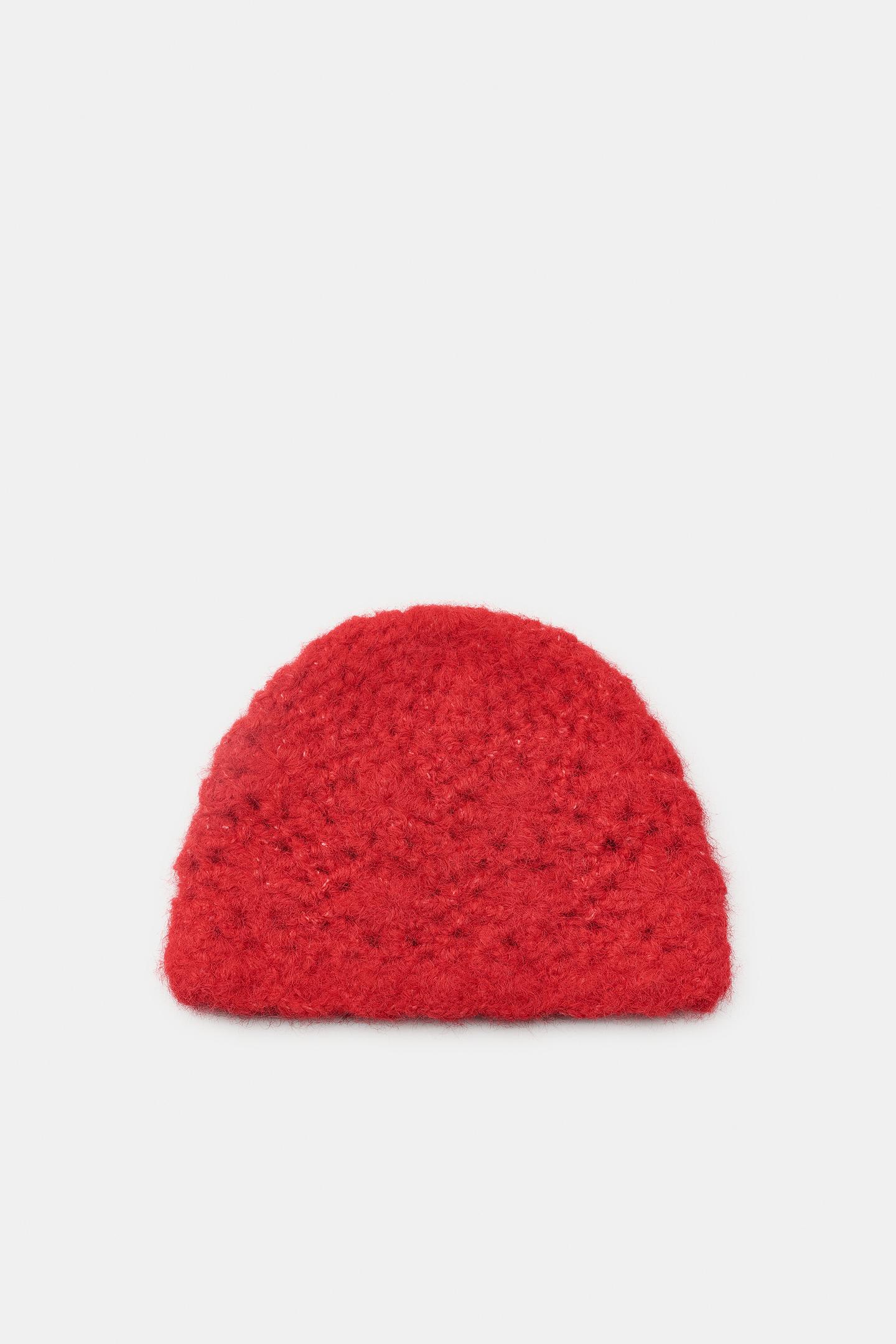 Женская кепка Zara Knit Skull, цвет: Красный — фото 4