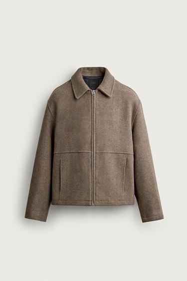 WOOL-BLEND REGULAR FIT JACKET — taupe brown 1