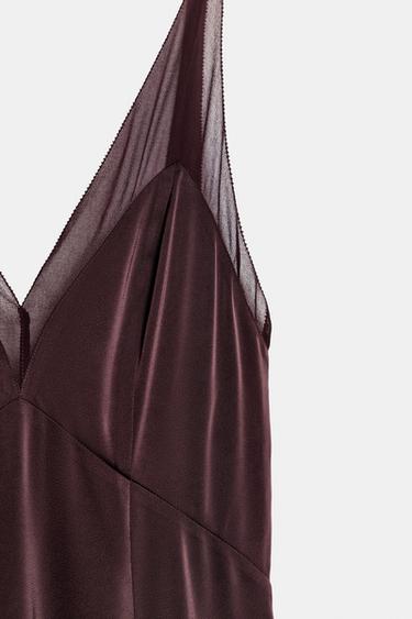 ROBE LONGUE SATINÉE ZW COLLECTION - GRENAT de Zara - Image 8