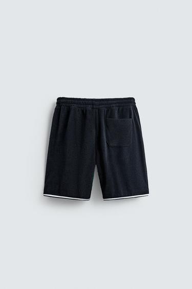 CONTRAST TOWELLING BERMUDA SHORTS - Navy blue by Zara - Image 6