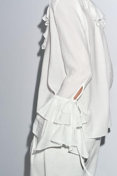 ZW COLLECTION SHIRT WITH RUFFLES - White by Zara - Image 4