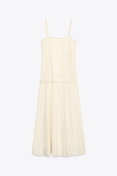 ZW COLLECTION 패치워크 자수 원피스 - Zara 크림