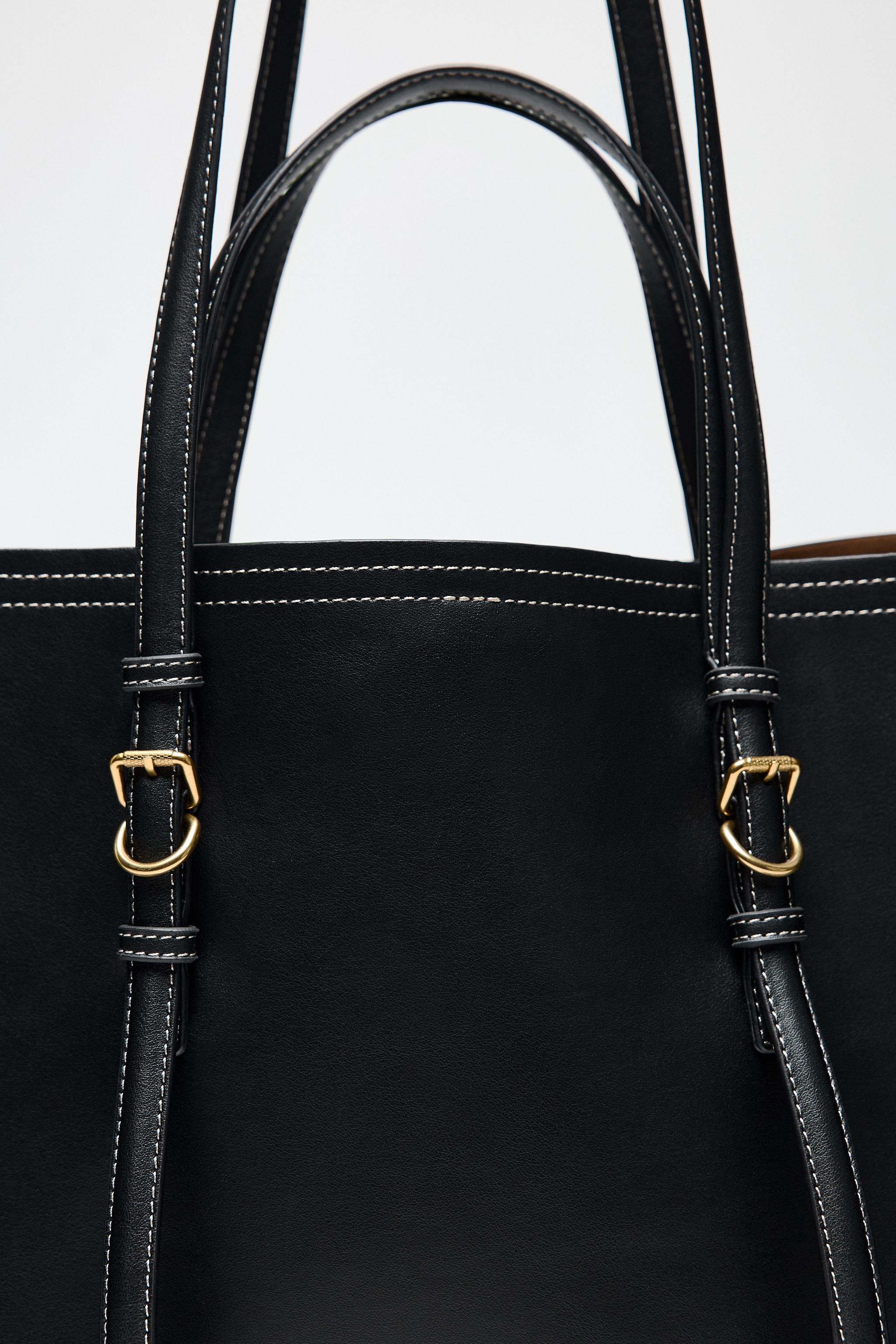 ステッチ入りショッパートートバッグ - ブラック | ZARA Japan