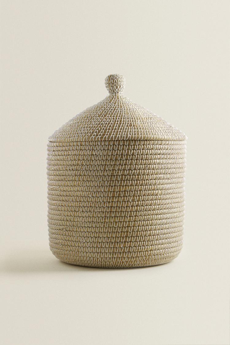 ROUND BASKET WITH LID Light beige ZARA United States