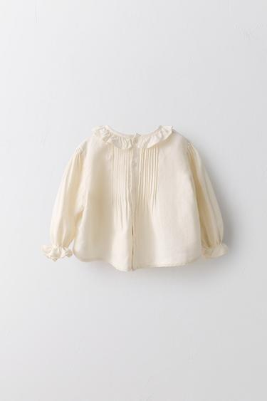 CHEMISE PLIS DENTELLE COTON LIN ÉDITION LIMITÉE - Écru de Zara - Image 1