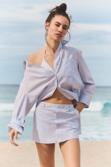 Zara STRIPED SKORT - Sky blue - Image 0