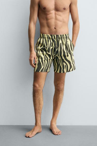 ANIMAL PRINT LONG SWIMMING TRUNKS - Zebra by Zara - Image 1