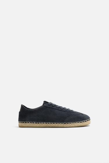 LEATHER AND JUTE SHOE - Blue by Zara