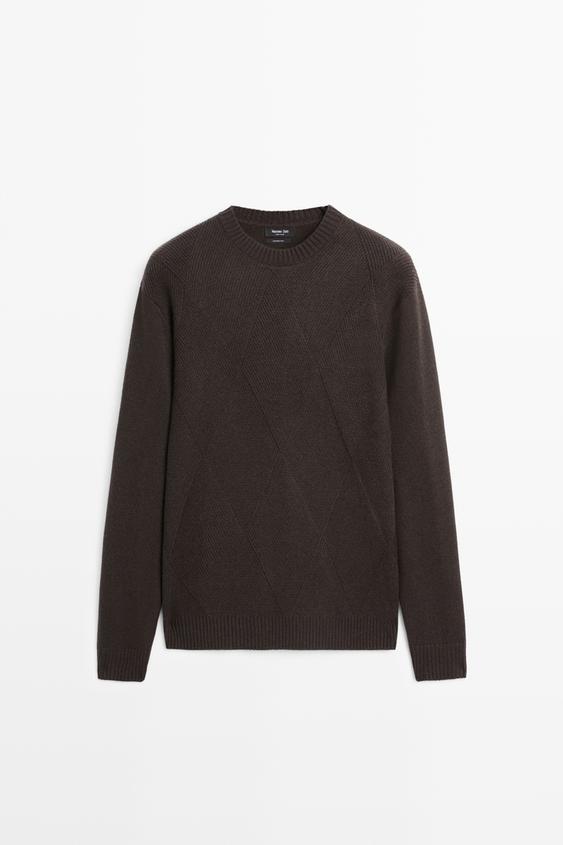 Zara Cashmere-wool blend knit sweater with round neck - Coral pink - Image 0