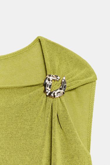KNIT TOP WITH METAL TRIM - Olive green by Zara - Image 7