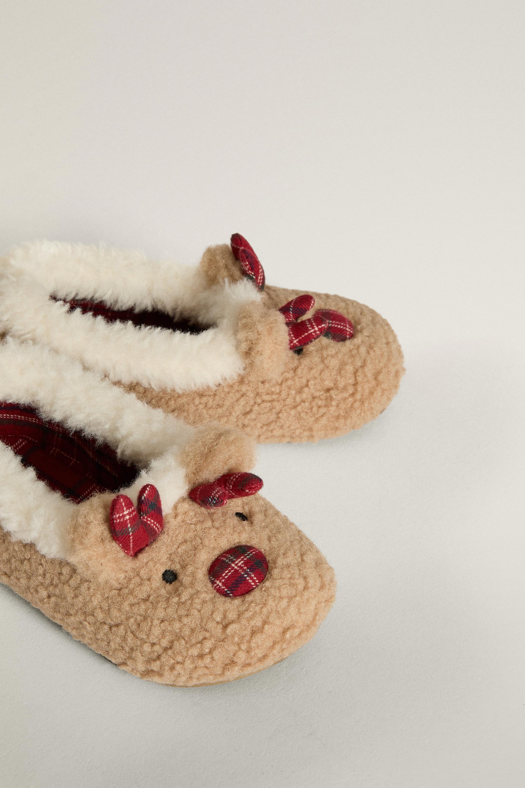 KIDS CHRISTMAS REINDEER SLIPPERS