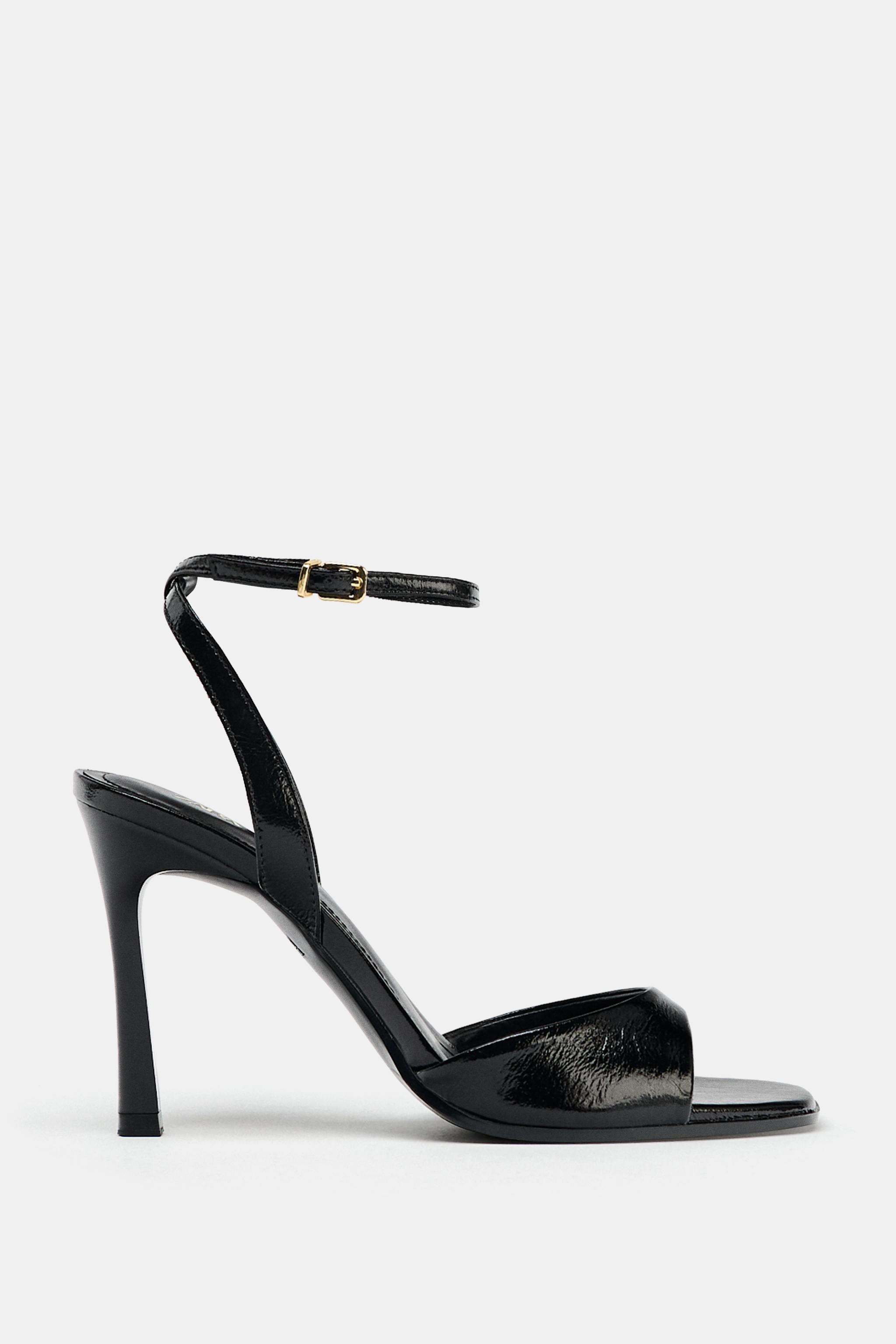 Женские сандалии Zara PATENT EFFECT HEELED SANDALS