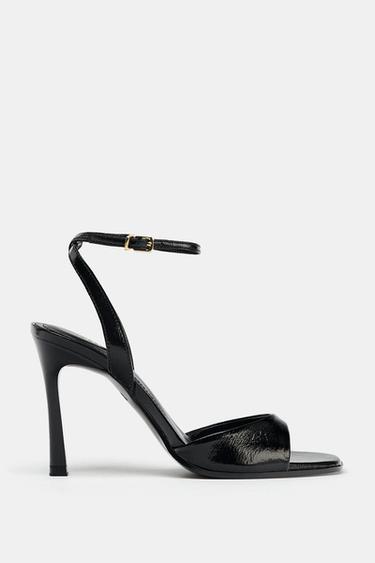 PATENT-FINISH HIGH-HEEL SANDALS - Black by Zara